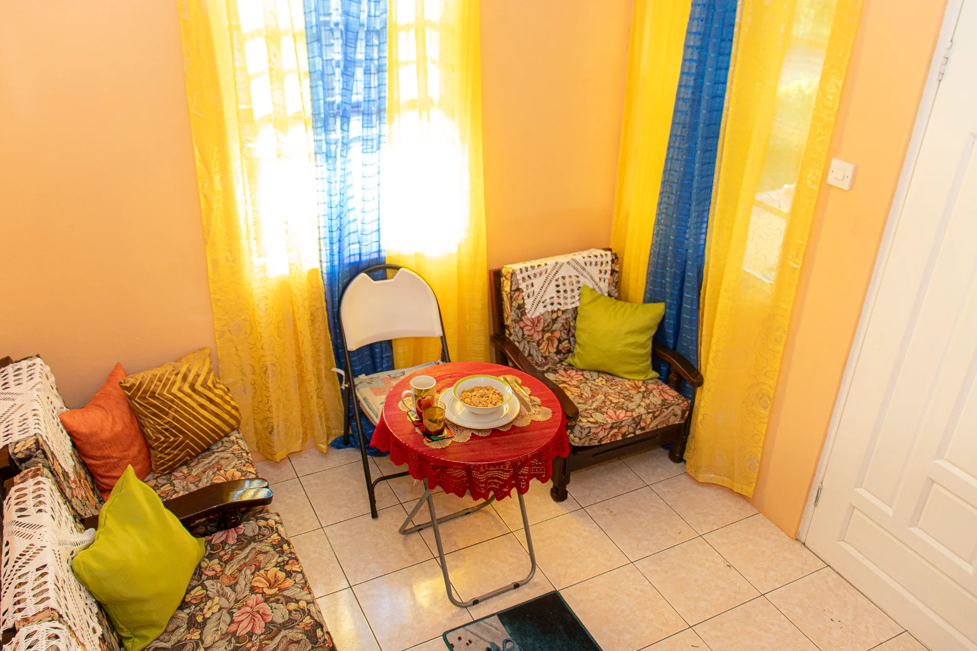 Bright living and dining area
